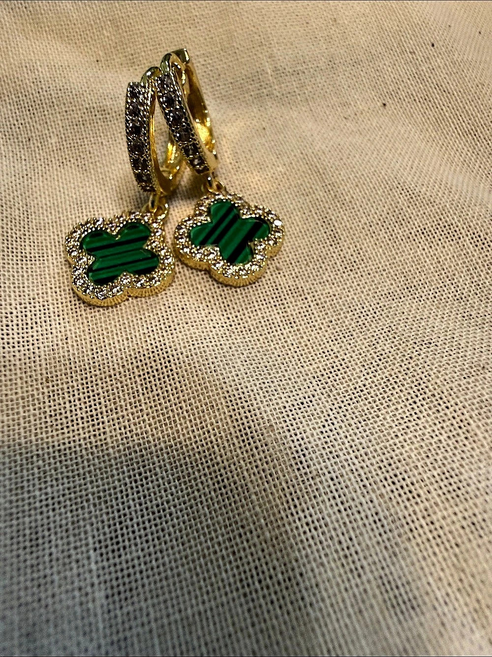 Green & Gold Rhinestone Earrings